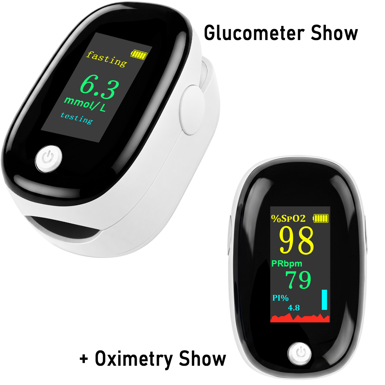 Glucometer Blood Sugar - Przenośny 2w1 nieinwazyjny glukometr i pulsoksymetr