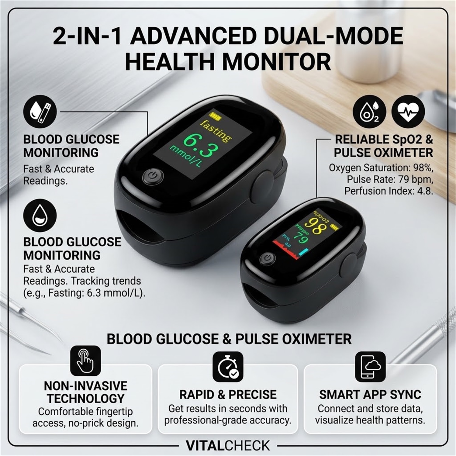 2w1 Nieinwazyjny Glukometr i P – Glucometer Blood Sugar recenzja i cena